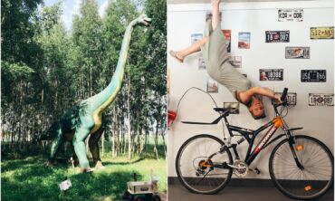 Įspūdžiai iš viešnagės dinozaurų parke bei apverstame name