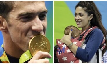 Legendinį plaukiką M. Phelpsą olimpiadoje lydi mylimoji su 3 mėnesių sūnumi