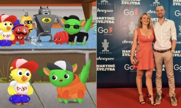 Pirmaginio susilaukęs režisierius Tadas Vidmantas su žmona Lina pristato animacinį filmą „Babaužiukai“