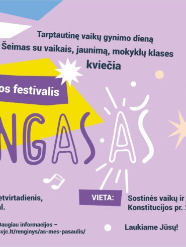 Tarptautinę vaikų gynimo dieną SVJC kviečia jaunimą į festivalį LAIMINGAS AŠ. Drauge švęsime vaikų ir jaunimo teisę į laisvę